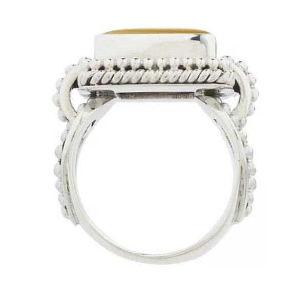 Artisan Crafted Sterling Silver Golden Mother-of-Pearl Doublet Ring Size 9 - Picture 5 of 16